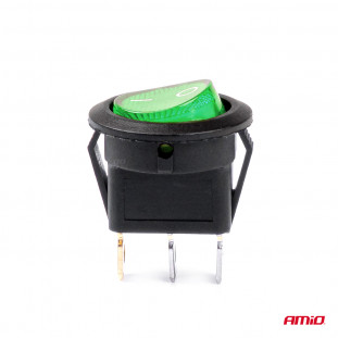 Ronde schakelaar met Groen Licht 12/24V 20A AAN/UIT
