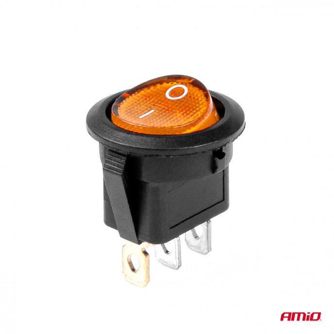 Ronde schakelaar met Geel Licht 12/24V max 20A AAN/UIT