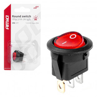 Ronde schakelaar met Rood Licht 12/24V max 20A AAN/UIT