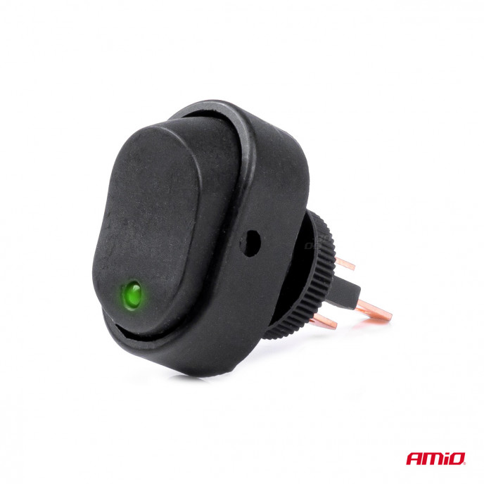 Elliptische schakelaar met groen licht 12/24V max 30A AAN/UIT