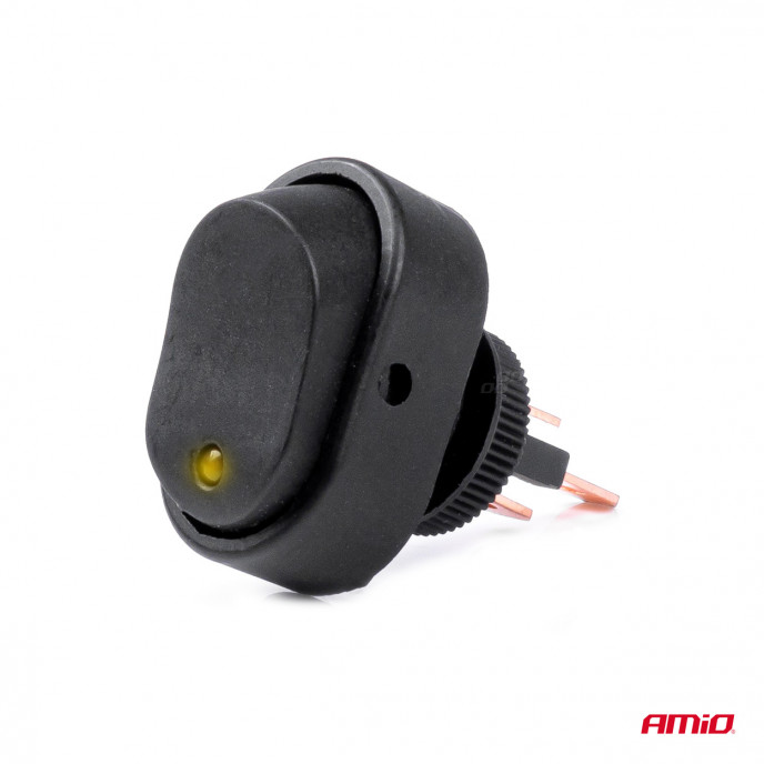 Elliptische schakelaar met geel licht 12/24V max 30A AAN/UIT