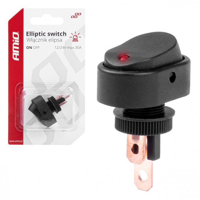 Elliptische schakelaar met rood licht 12/24V max30A AAN/UIT