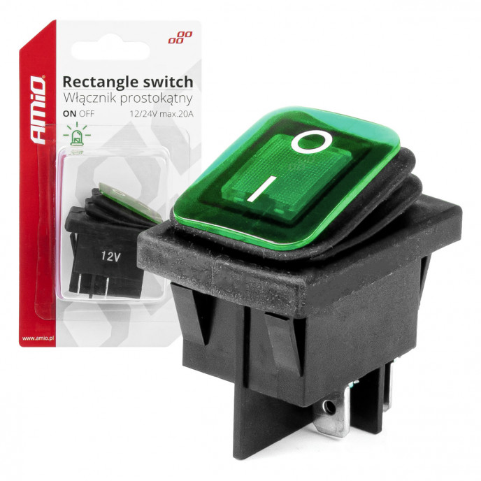 Rechthoekschakelaar met groen licht