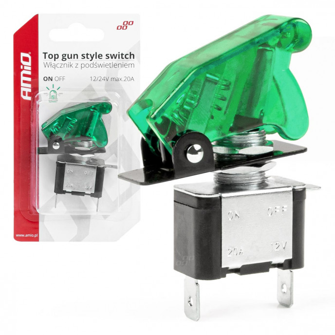 Tuimelschakelaar met kap met groen licht