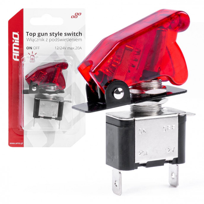 Tuimelschakelaar met kap met rood licht
