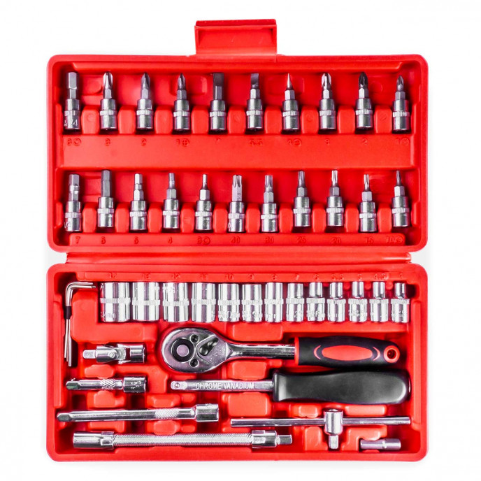 1/4 Sleutel dop reparatie gereedschap set doos 46-delig