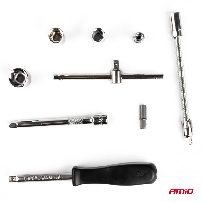 1/4 Sleutel dop reparatie gereedschap set doos 46-delig