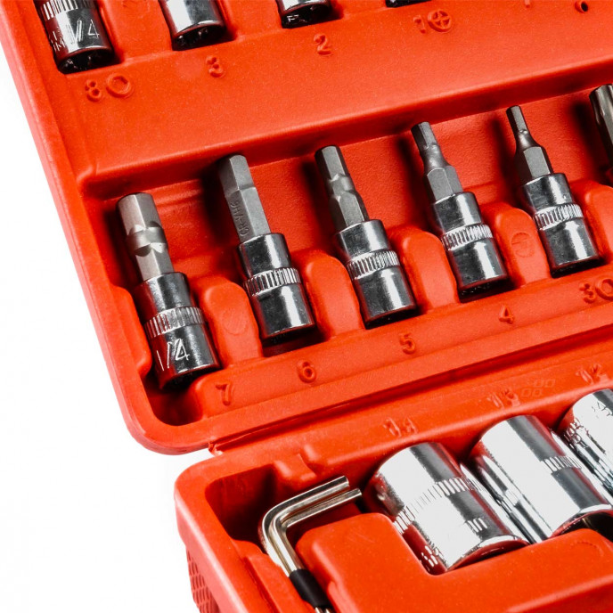 1/4 Sleutel dop reparatie gereedschap set doos 46-delig