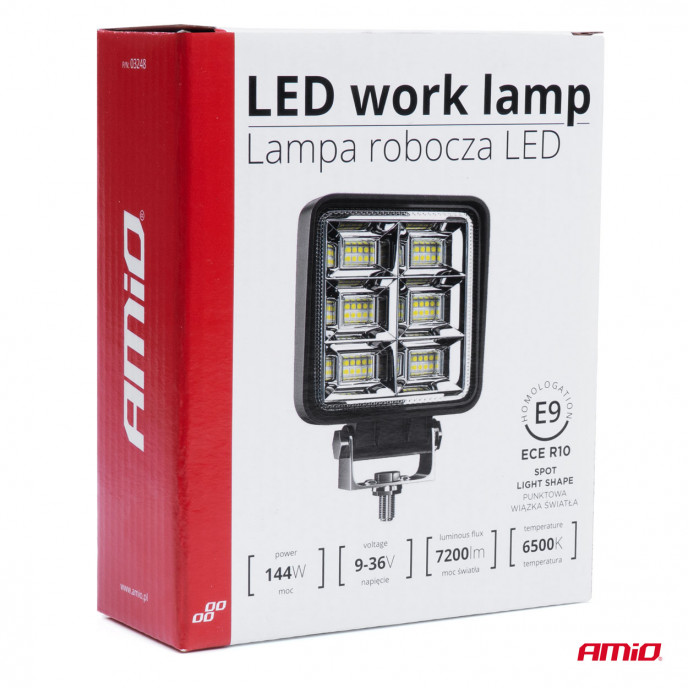 Werklamp AWL37 48 LED Spotlight 9-36V, afm.: 110x110x35mm