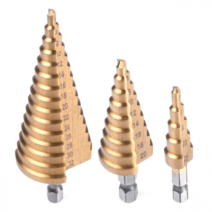 Stappenboren 3 delige set 4-32mm