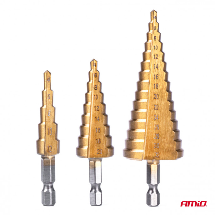 Stappenboren 3 delige set 4-32mm