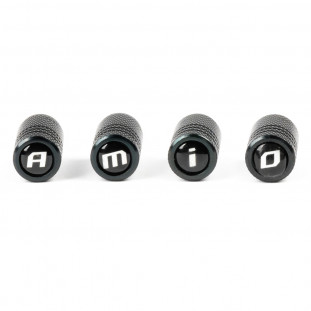 Aluminium zwarte ventieldop AMiO 4 stuks