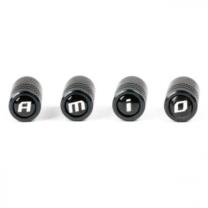 Aluminium zwarte ventieldop AMiO 4 stuks