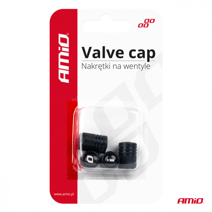 Aluminium zwarte ventieldop AMiO 4 stuks