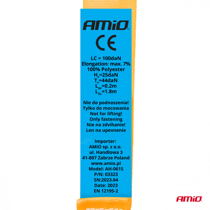 Automatische spanband met ratel 100/200kg 18mm 2m S-TYPE AMIO-03323