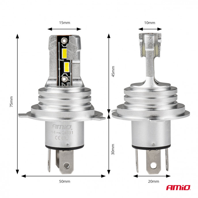 LED-koplampen H-mini Serie H4/H19 AMiO-03331