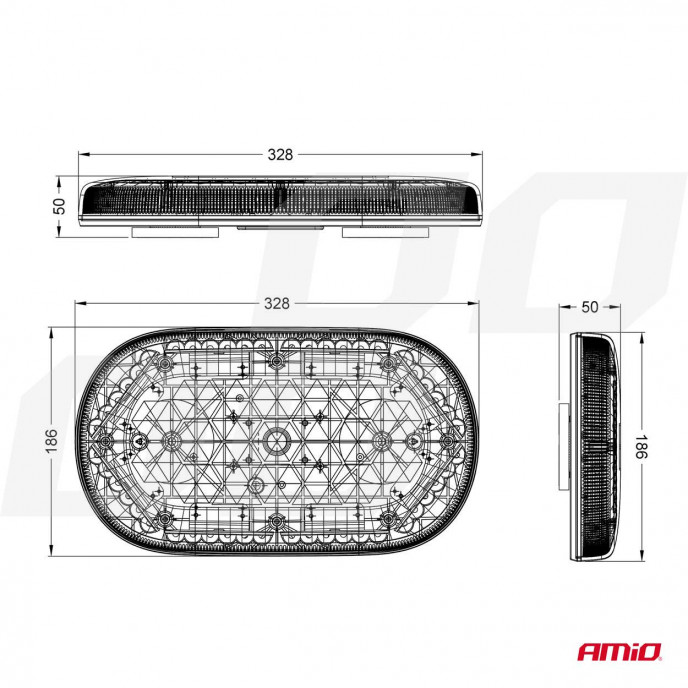 MAGNETISCHE MINI-lichtbalk met hoge intensiteit WLB78 293x171mm R65 R10 48LED 12/24V IP56