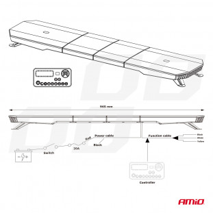 LED waarschuwingslichtbalk 132 LED 965mm AMIO-03343