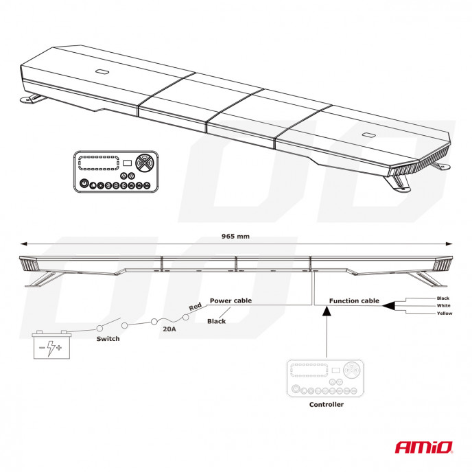 LED waarschuwingslichtbalk 180 LED 1372mm AMIO-03345