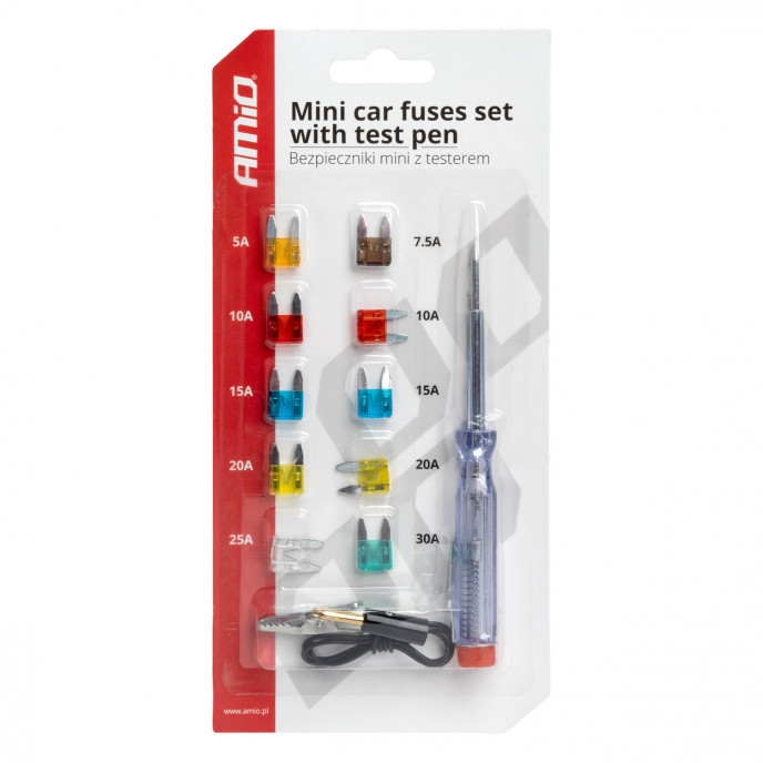 Autoblad MINI zekeringen met testpen, assortiment