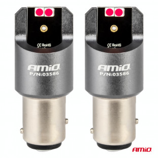 LED CANBUS PRO-serie BAY15D P21/5W 4x3030 SMD Rood 12/24V AMIO-03586