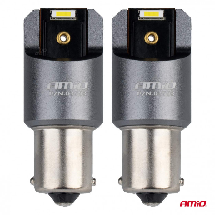 LED CANBUS PRO serie BA15S P21W 2x1860SMD Wit 12/24V VOLLEDIGE CANBUS AMIO-03593