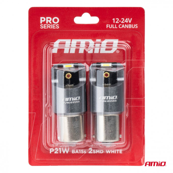 LED CANBUS PRO serie BA15S P21W 2x1860SMD Wit 12/24V VOLLEDIGE CANBUS AMIO-03593