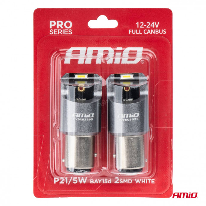 LED CANBUS PRO-serie BAY15D P21/5W 2x1860SMD Wit 12/24V FULL CANBUS AMIO-03595