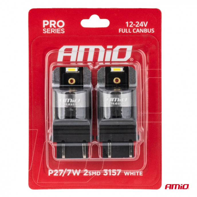 LED CANBUS PRO serie P27/7W 2x3157 SMD Wit 12V 24V AMIO-03598
