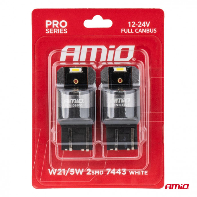 LED CANBUS PRO serie W21/5W 2x1860 SMD Wit 12V 24V AMIO-03601