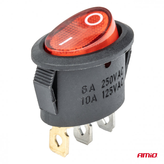 Eliptische schakelaar 12V/230V (met rood licht) BU02