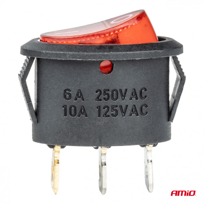 Eliptische schakelaar 12V/230V (met rood licht) BU02