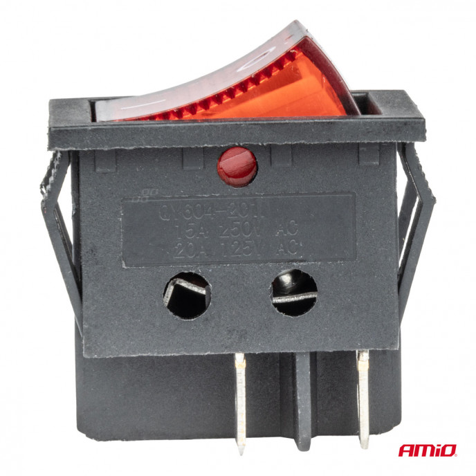 Rechthoekige schakelaar 12V/230V (met rood licht) BU02