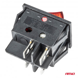 Rechthoekige schakelaar 12V/230V (met rood licht) BU02