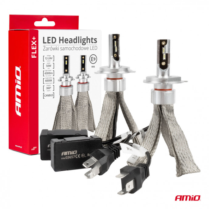 LED Koplampen FLEX+ Serie H4/H19 canbus 6000K 12-24V AMIO-03657