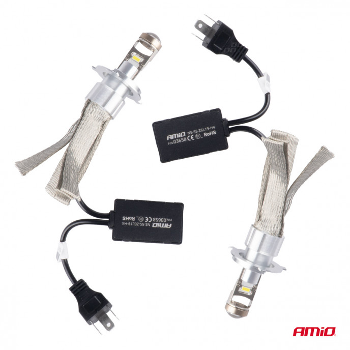 LED autolampen FLEX+ serie H4 lens 12V 24V 6000K Canbus AMIO-03658