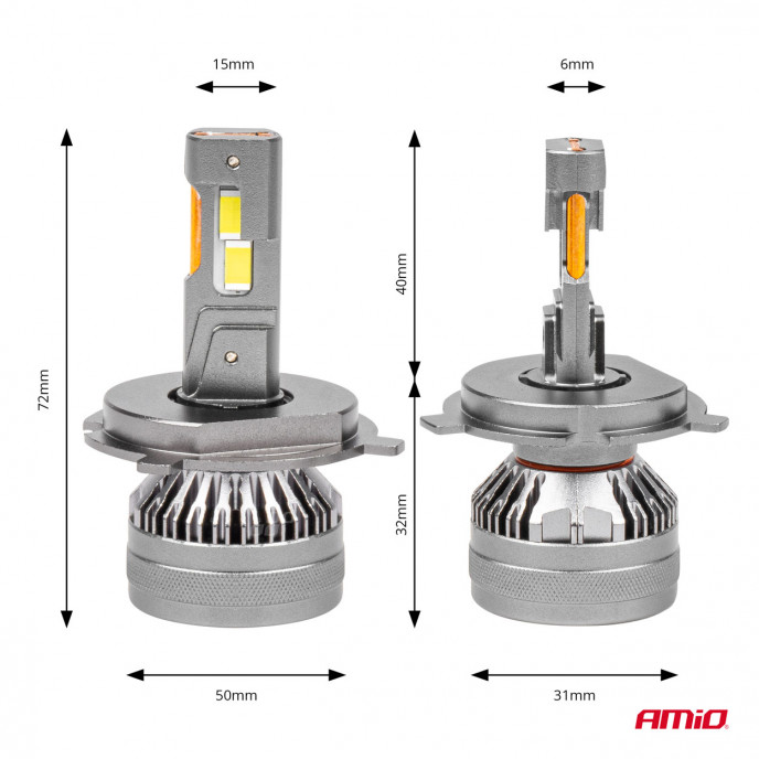 LED-koplampen HP-serie H4/H19 12-24V AMiO-03673