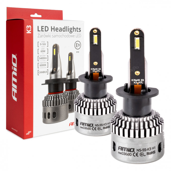 LED-koplampen K3-serie H1 12V 6000K canbus AMIO-03680