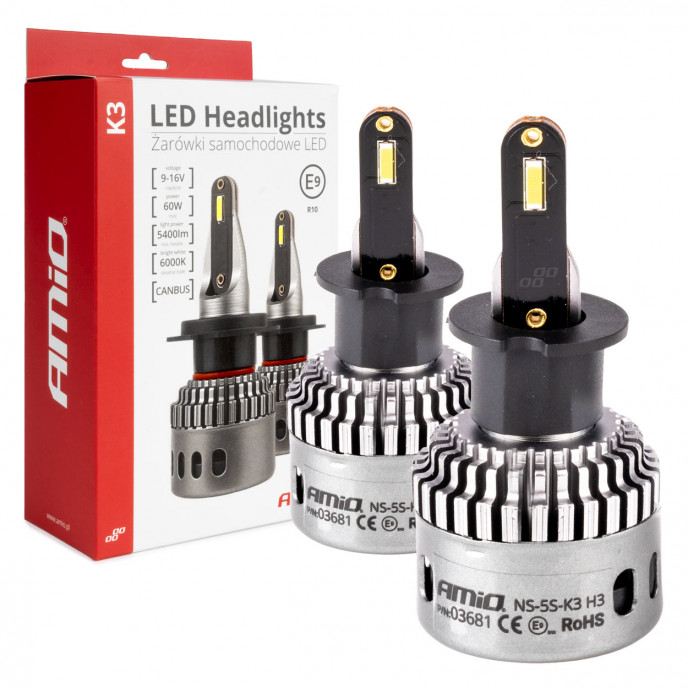 LED-koplampen K3-serie H3 12V 6000K canbus AMIO-03681
