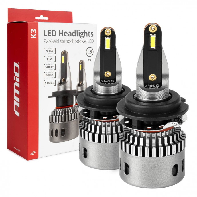 LED-koplampen K3-serie H7-6 12V 6000K canbus AMIO-03685