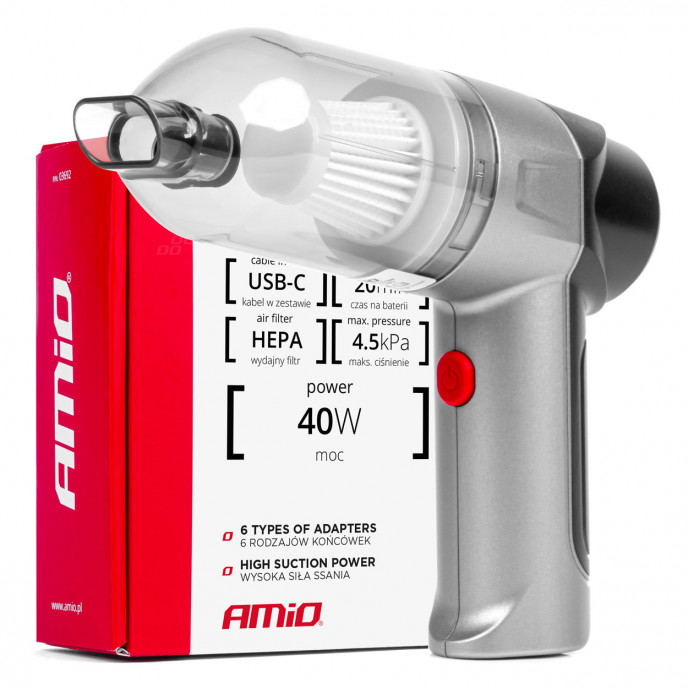 Draadloze autostofzuiger HEPA AMiO-03692