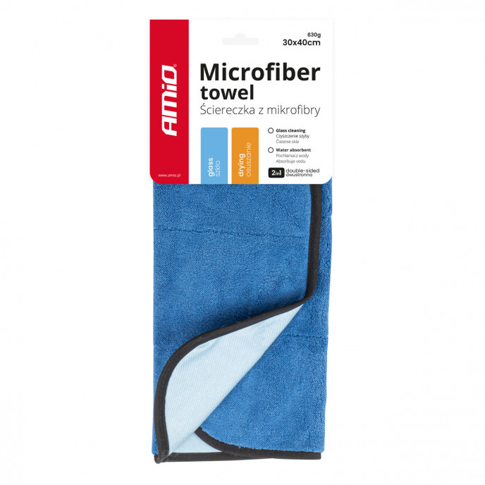 2in1 Microvezel handdoek - drogen en glas 30x40cm 630g AMIO-03746