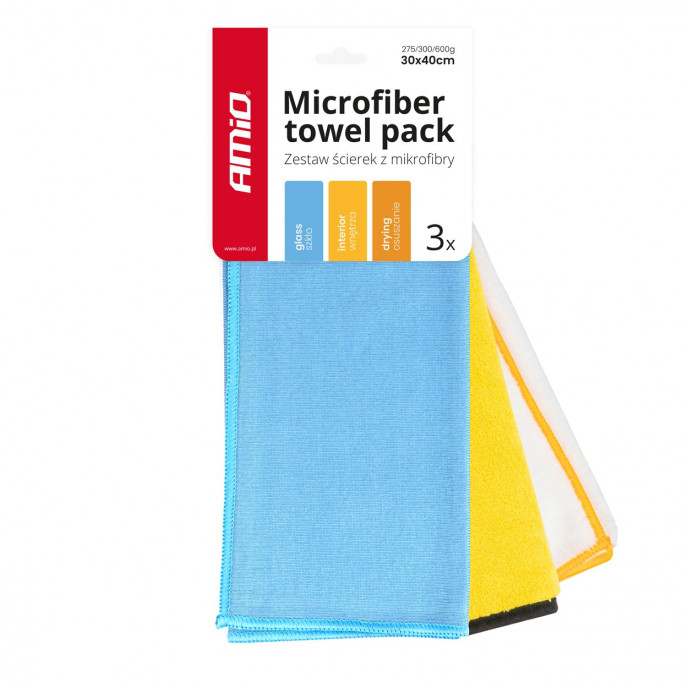 Microvezel handdoekenpakket 30x40cm 275/300/600g AMIO-03750
