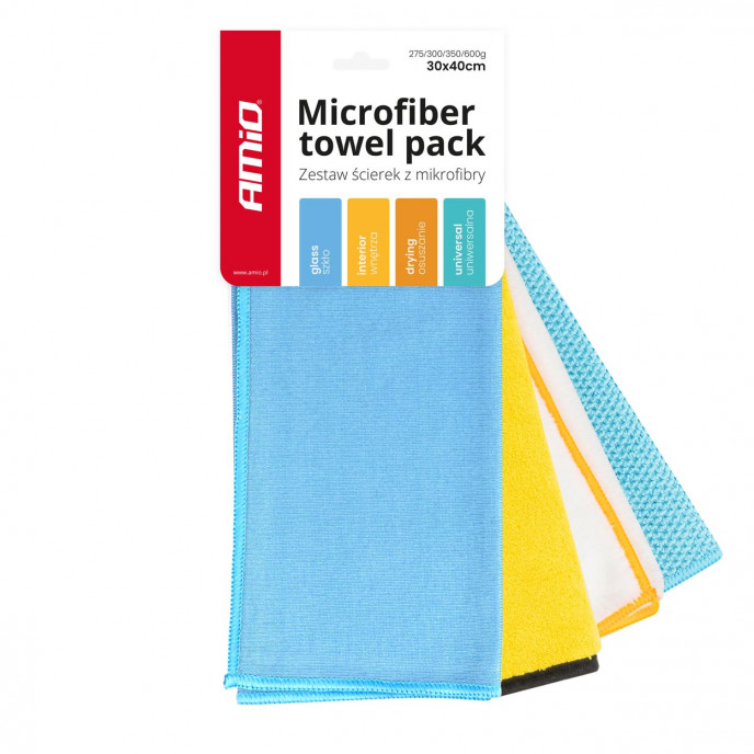 Microvezel handdoekenpakket 30x40cm 275/300/350/600g AMIO-03751
