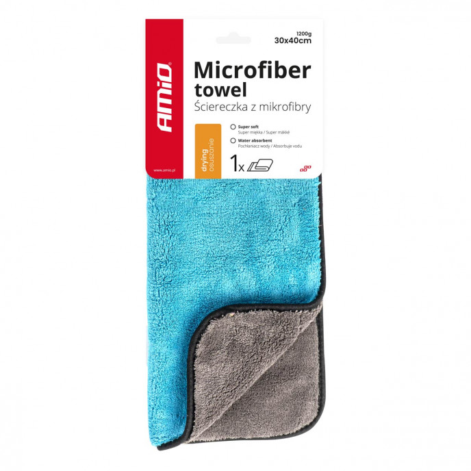 Microvezel droogdoek 30x40cm 1200g AMIO-03757