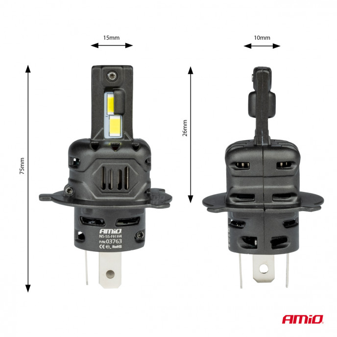 LED Koplampen X4-serie AVIATOR H4/H19 6500K max 44W AMIO-03763