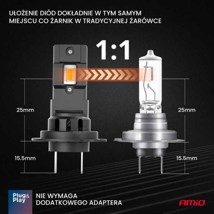 LED Koplampen X4-serie AVIATOR H7/H18 6500K max 44W AMIO-03764