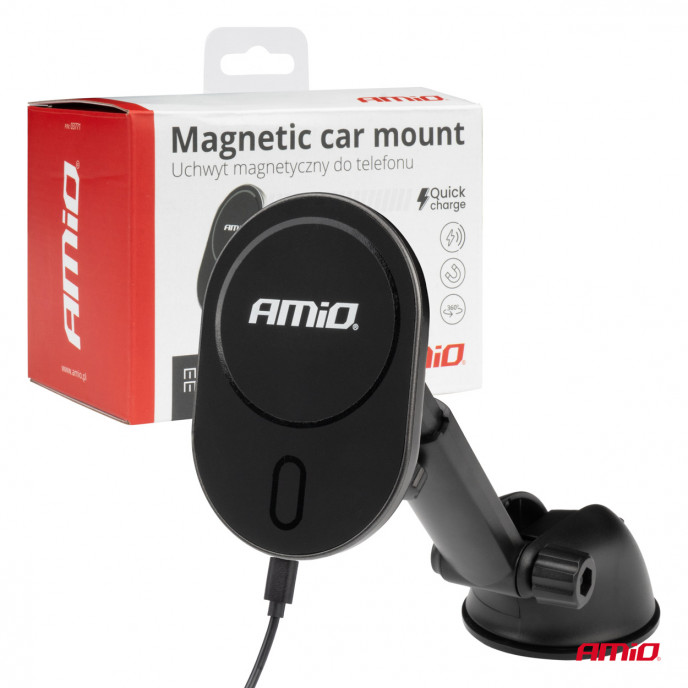 Zuignap Telefoonhouder met Draadloze Oplader My Mag 15W AMIO-03771