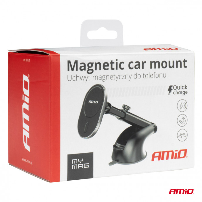 Zuignap Telefoonhouder met Draadloze Oplader My Mag 15W AMIO-03771