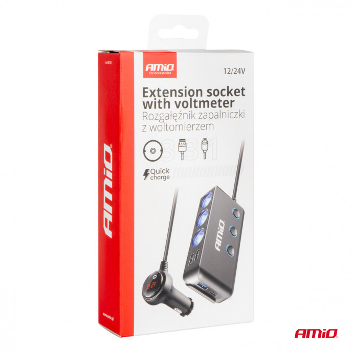 Stopcontact met voltmeter AMIO-03781